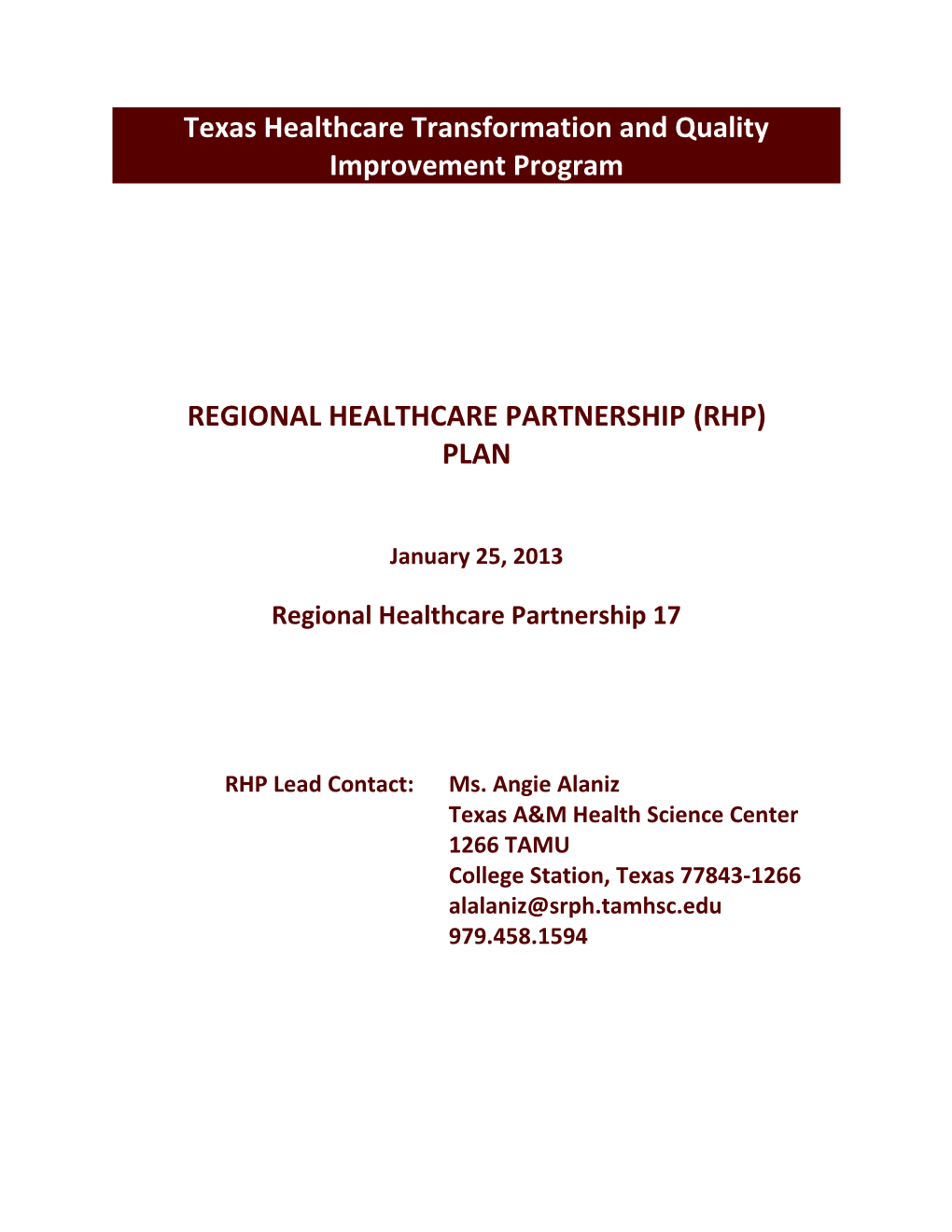 Texas Healthcare Transformation and Quality Improvement Program