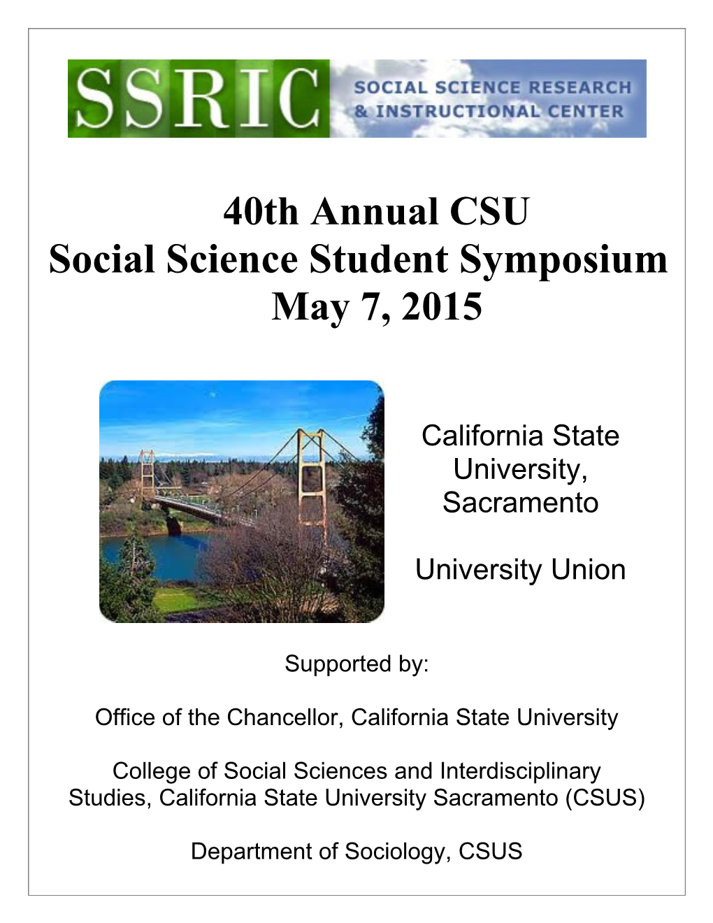 40Th Annual CSU Social Science Student Symposium