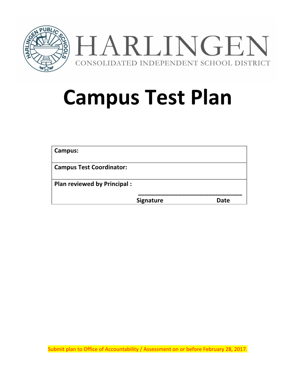 Campus Test Plan (Logistics)