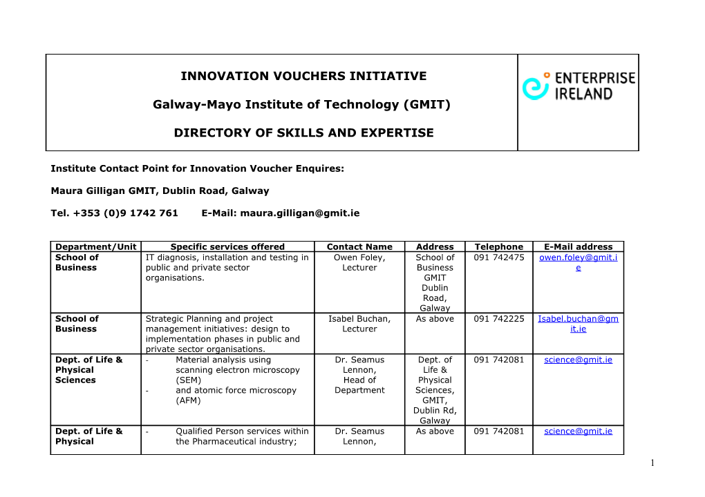 Directory of Skills Galway-Mayo Institute of Technology (DOC)