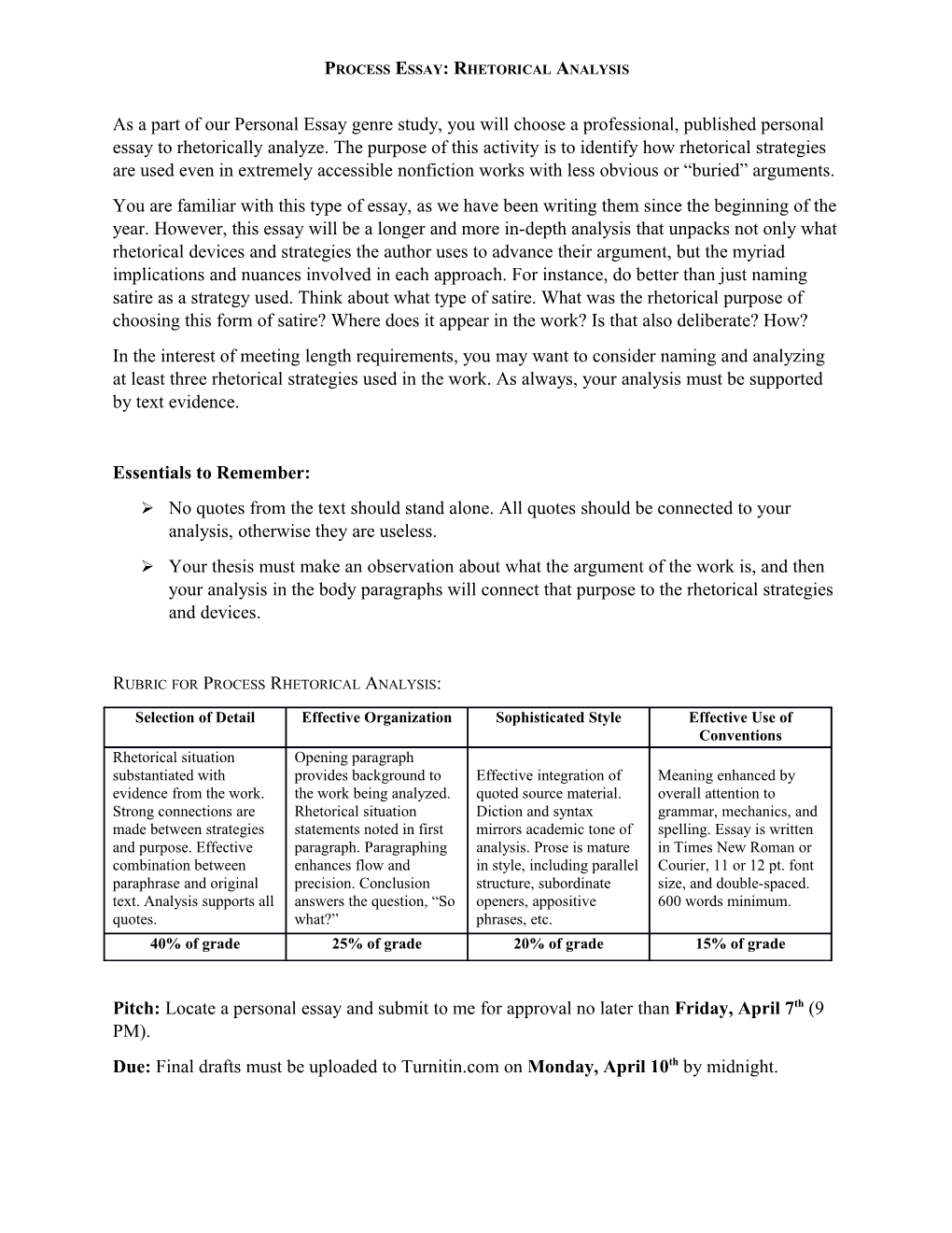 Process Essay: Rhetorical Analysis