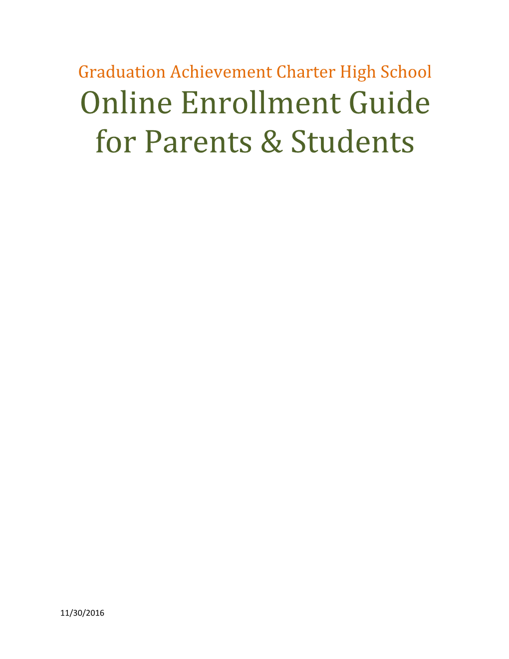 Online Enrollment Guide for Parents & Students