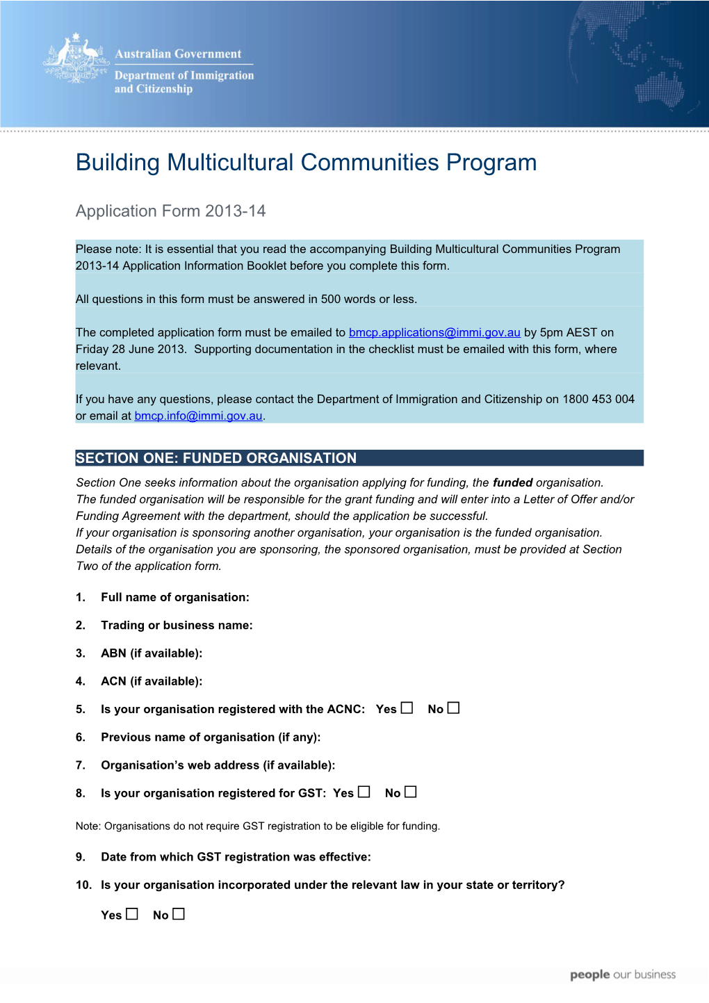 Building Multicultural Communities Program (BMCP)