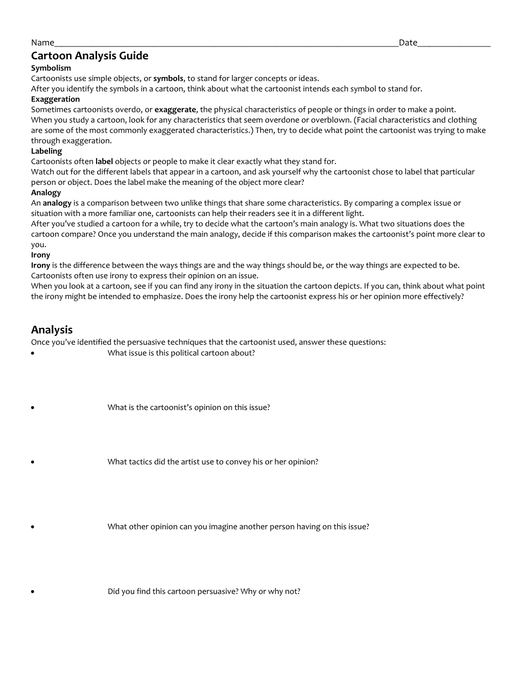 Cartoon Analysis Guide