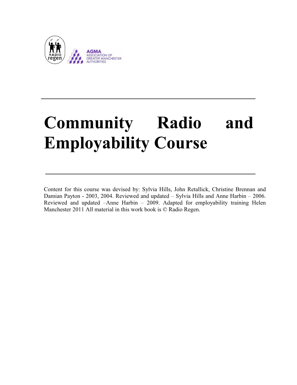 Community Radio and Employability Course