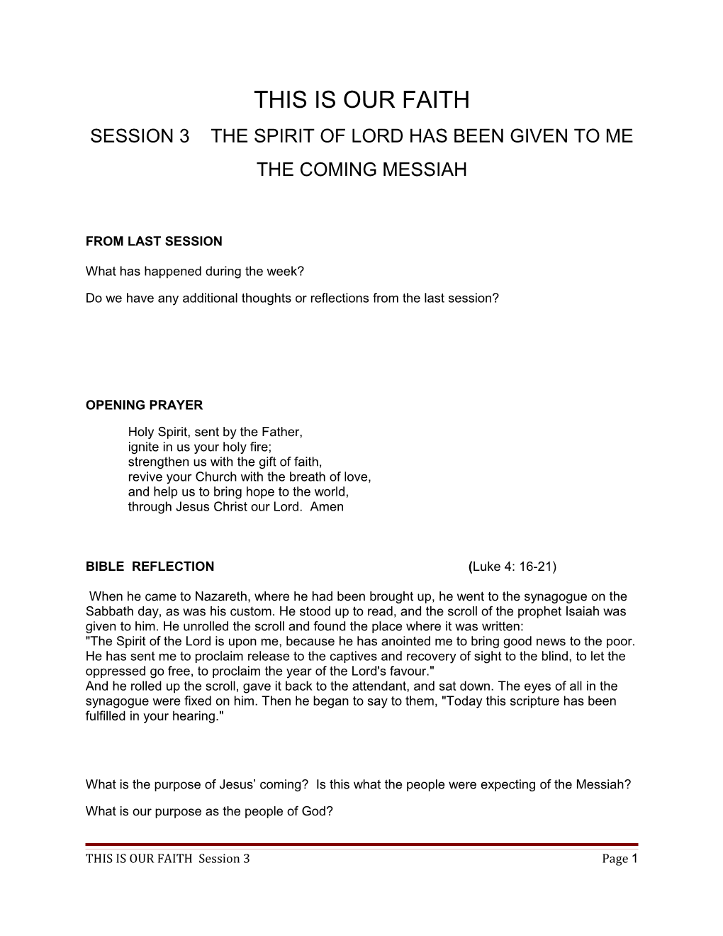 Session 3 the Spirit of Lord Has Been Given to Me