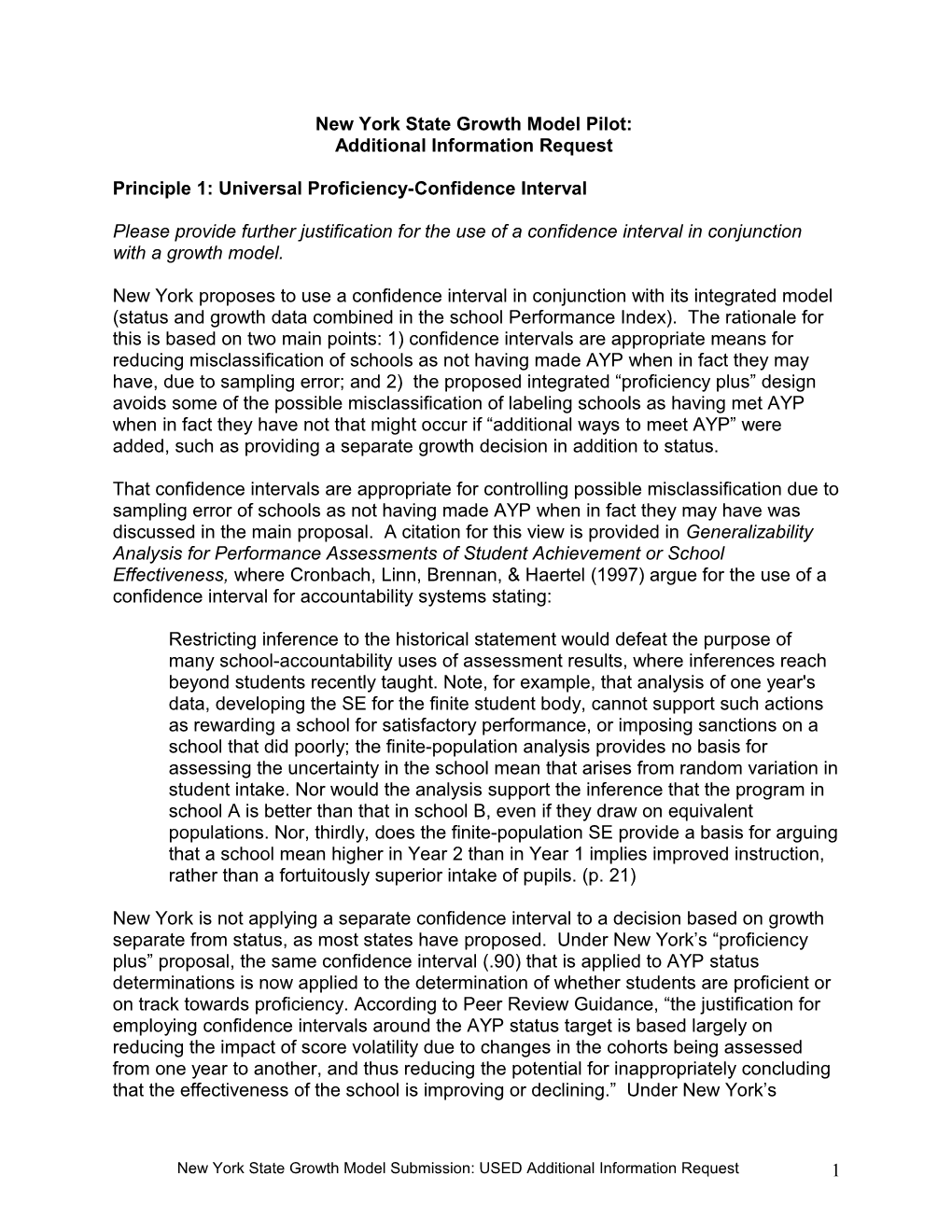 New York State Growth Model Pilot: Additional Information Request Dated November 13, 2008