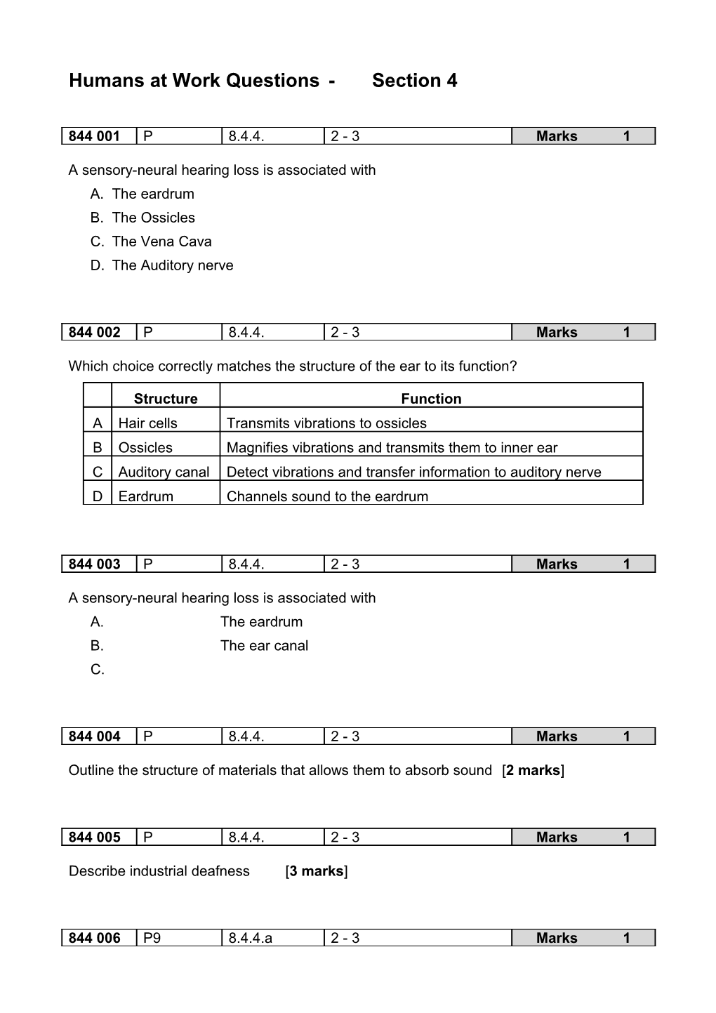 Humans at Work Questions-Section 4