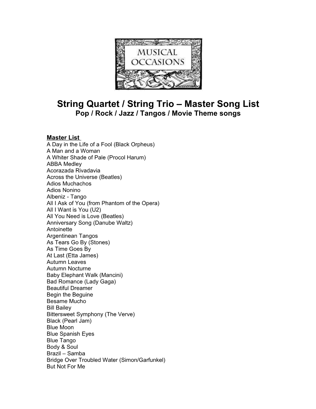 String Trio / String Quartet