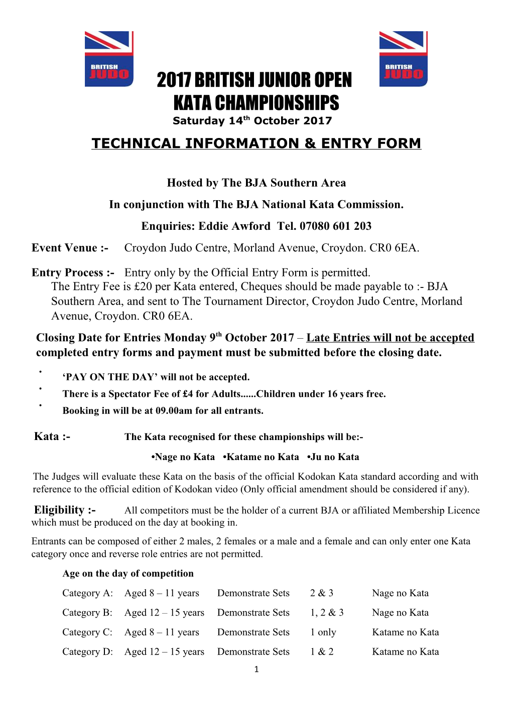 Technical Information & Entry Form