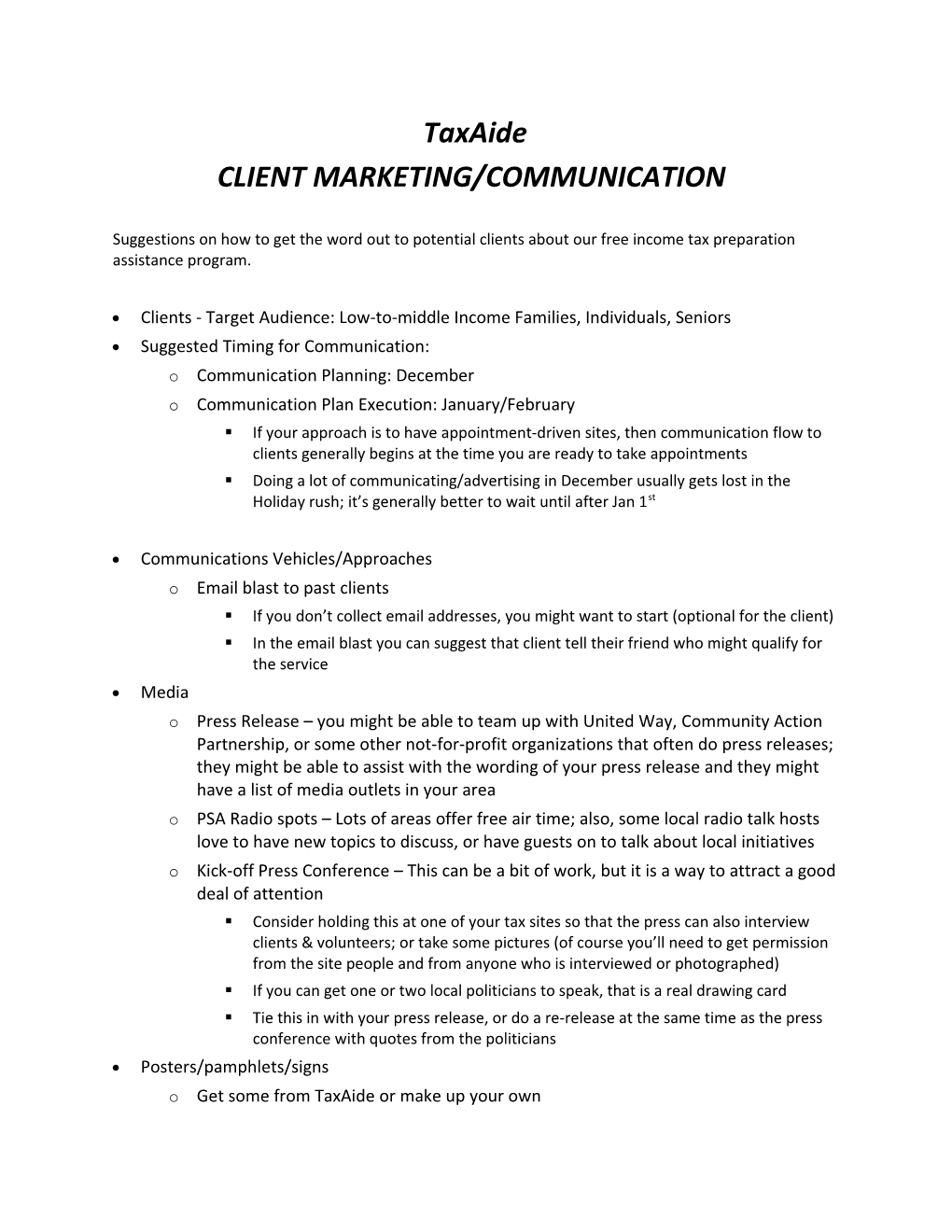 Client Marketing/Communication