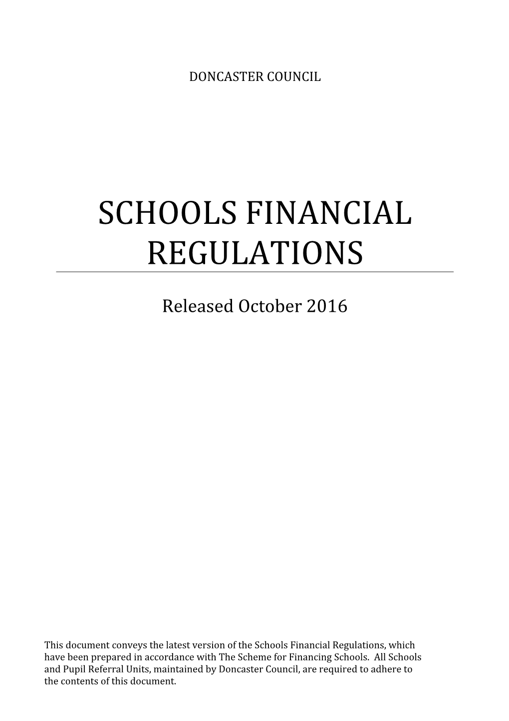 Schools Financial Regulations