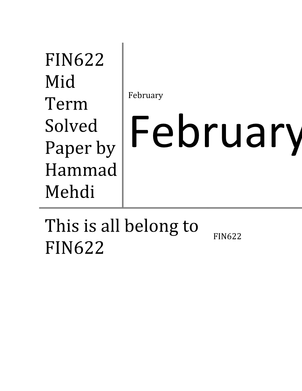 FIN622 Mid Term Solved Paper by Hammad Mehdi