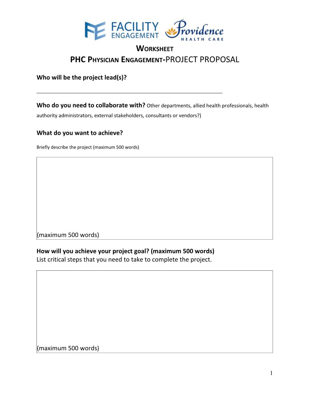 PHC Physician Engagement- PROJECT PROPOSAL
