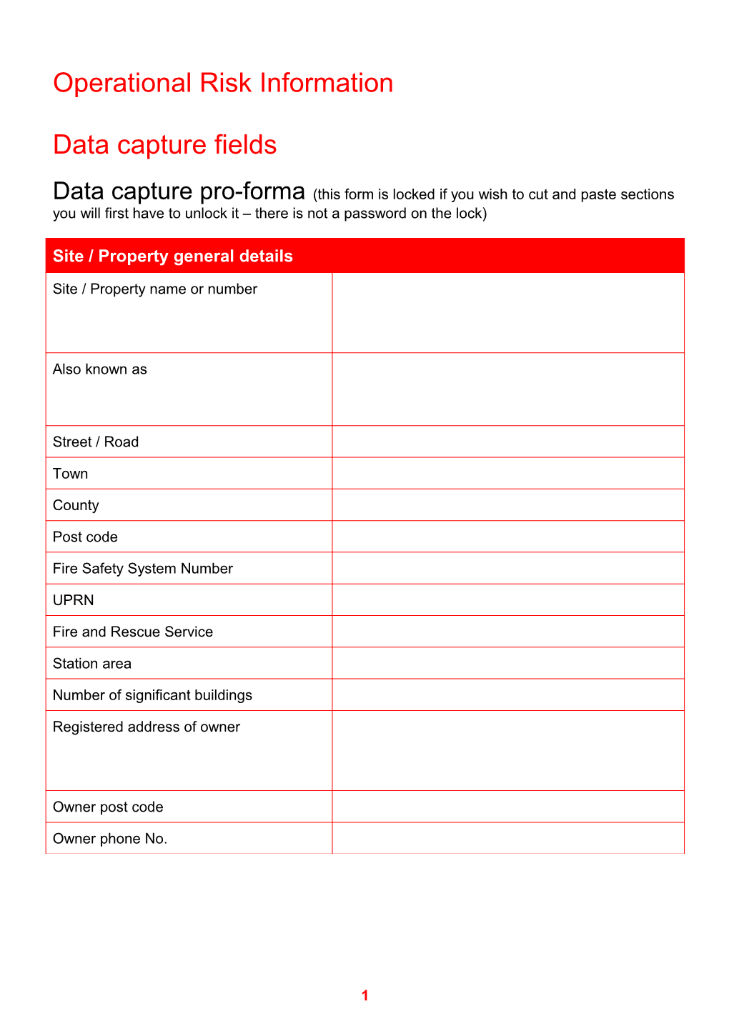 Operational Risk Information