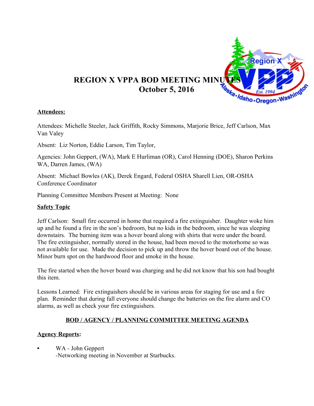 Region X Vppa Bod Meeting Minutes