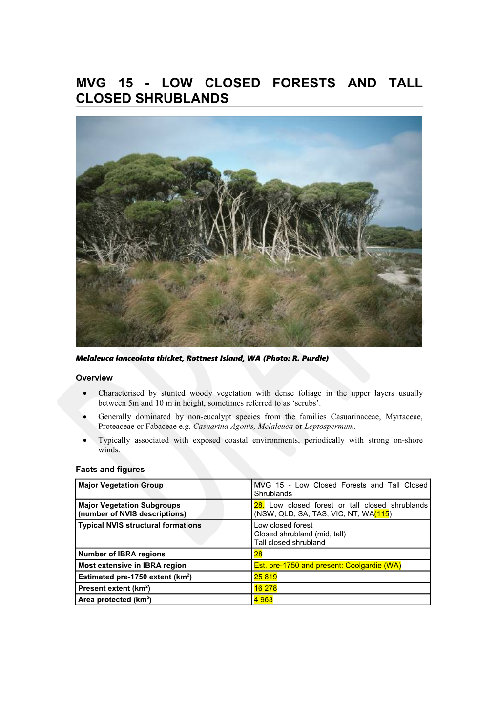 MVG 15 Low Closed Forests and Tall Closed Shrublands DRAFT