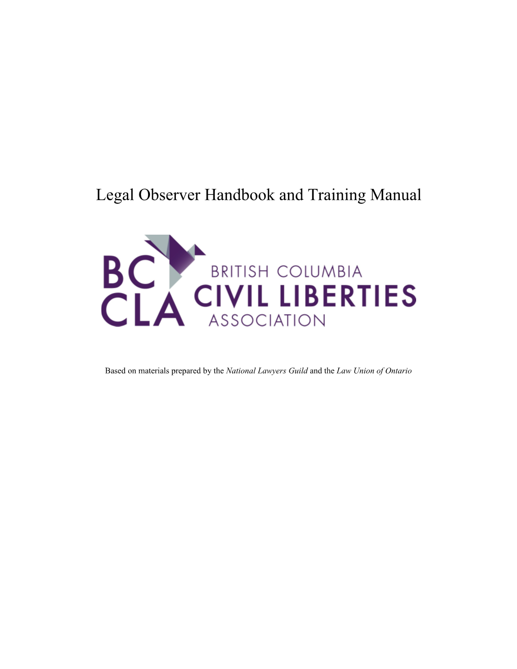 Legal Observer Handbook and Training Manual