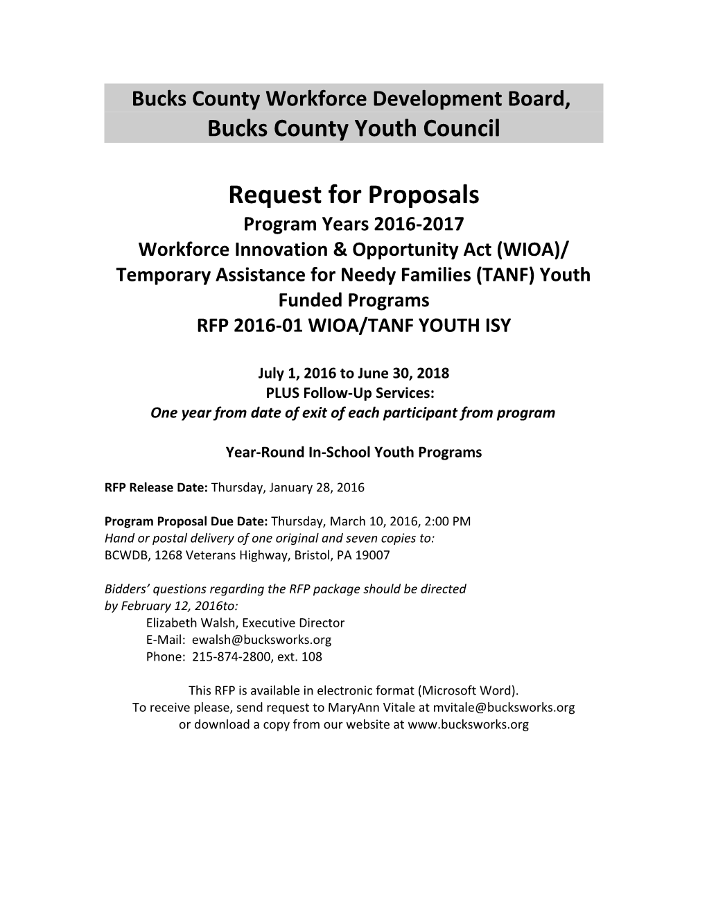 Bucks County Workforce Investment Board, Inc