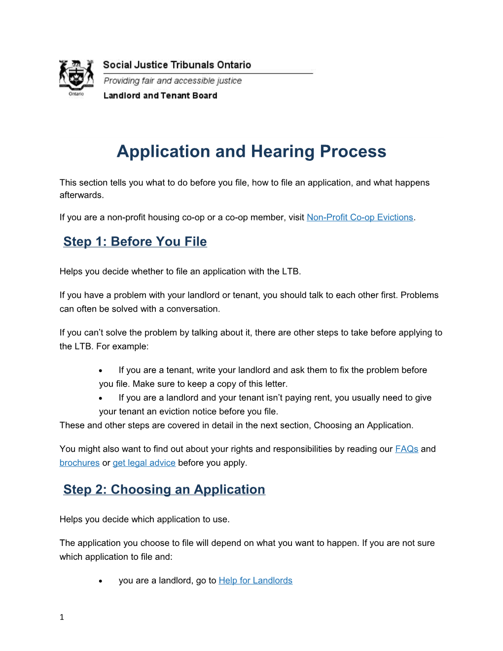 Application and Hearing Process
