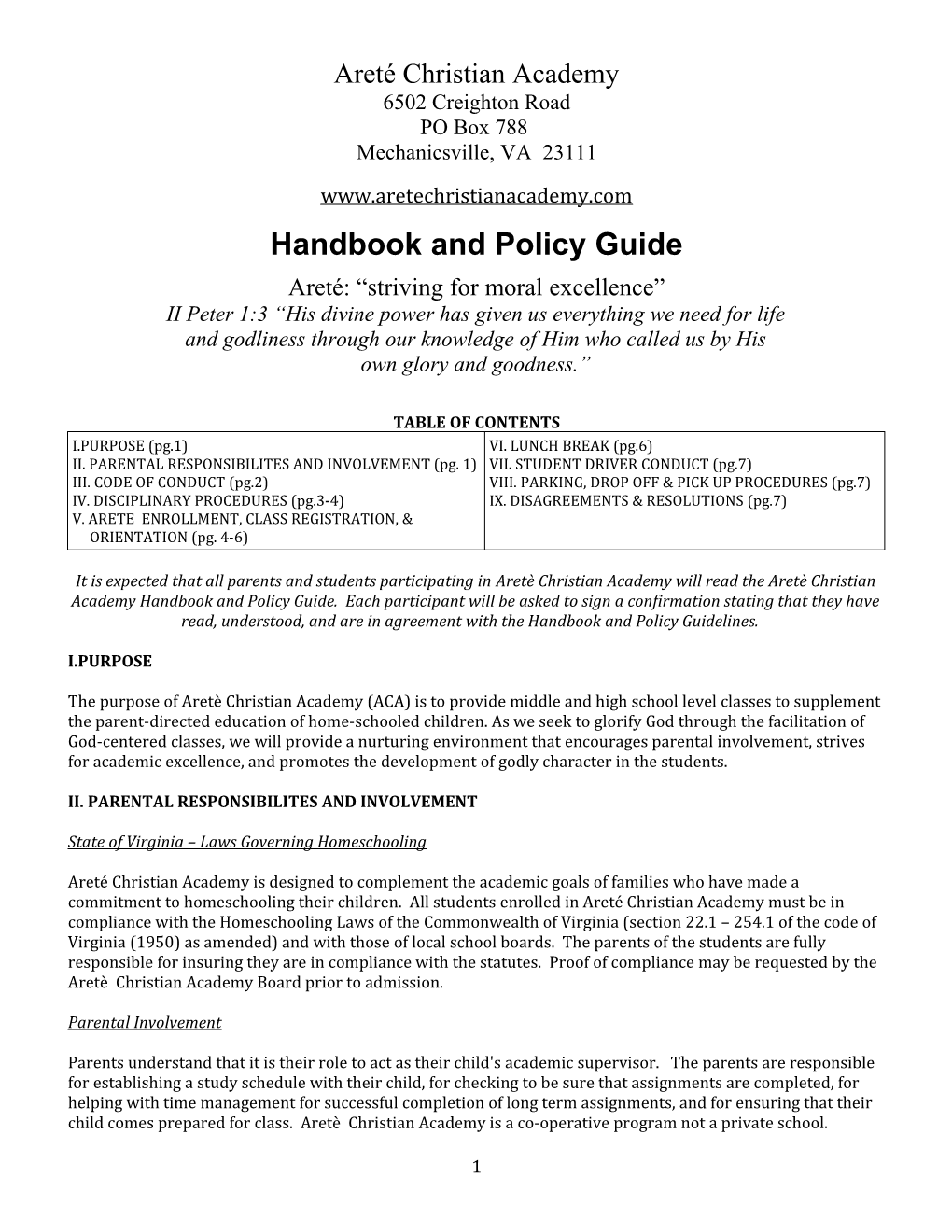 Handbook and Policy Guide