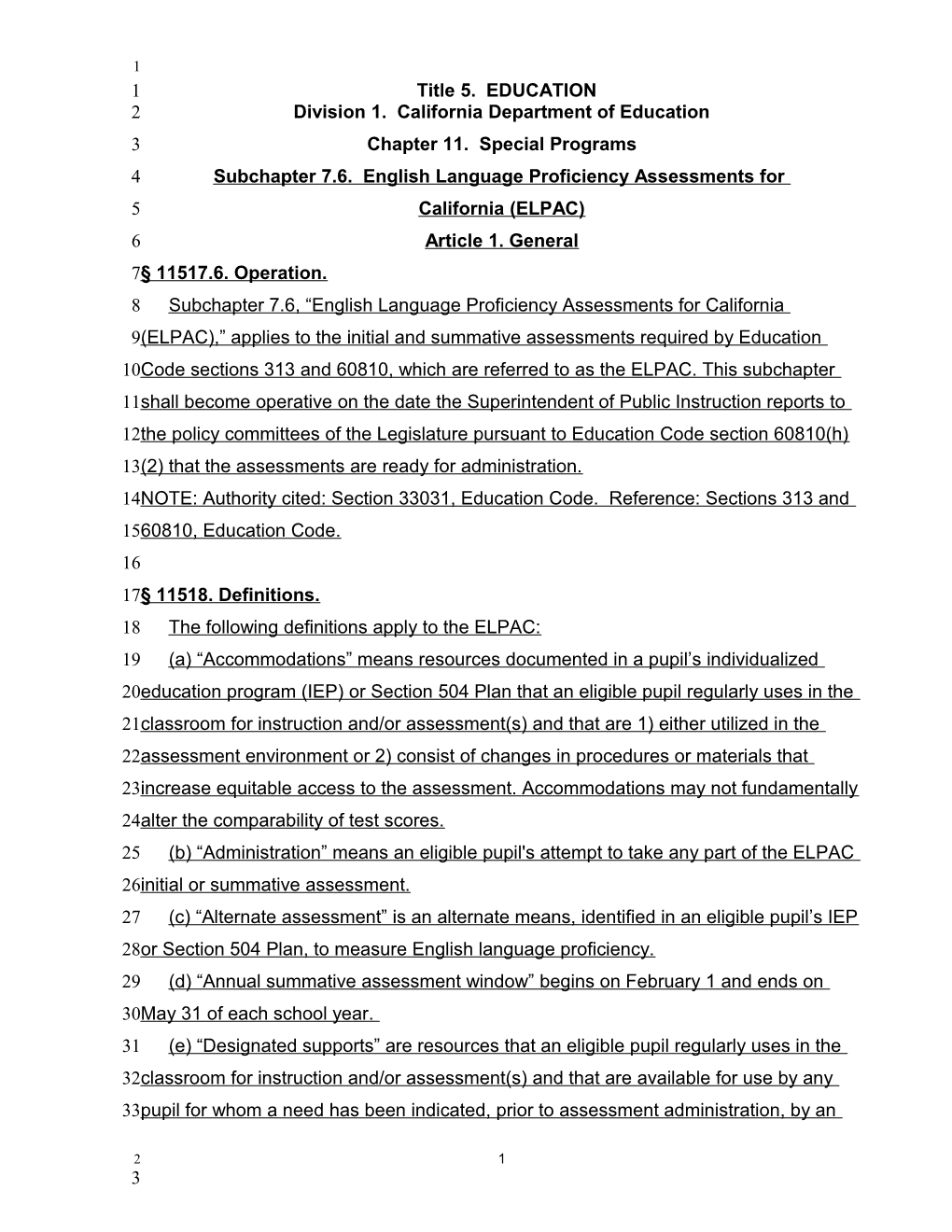 ELPAC 2Nd 15-Day Regulations - Laws & Regulations (CA Dept of Education)