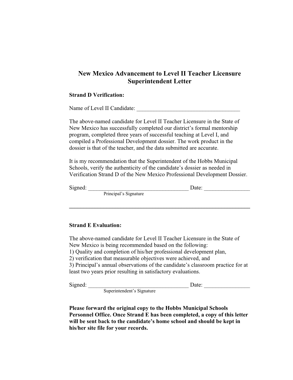 New Mexico Advancement to Level II Teacher Licensure
