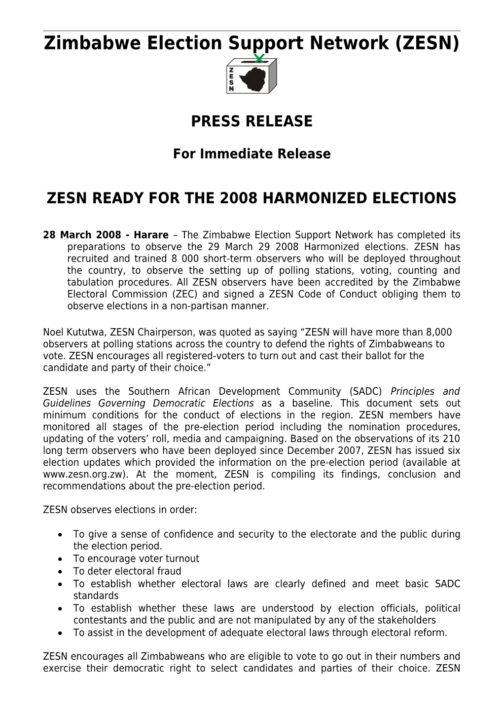 Zimbabwe Election Support Network (ZESN)
