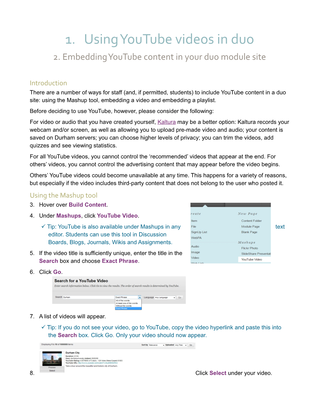 Embedding Youtube Content in Your Duo Module Site