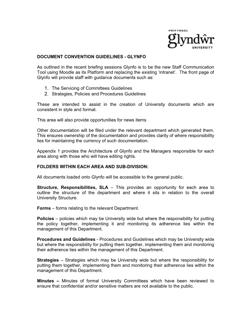 Document Convention Guidelines - Glynfo