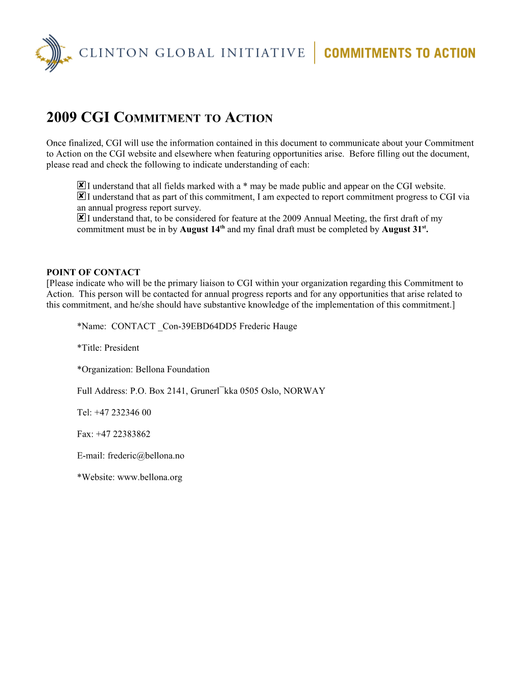 2009 Cgi Commitment to Action