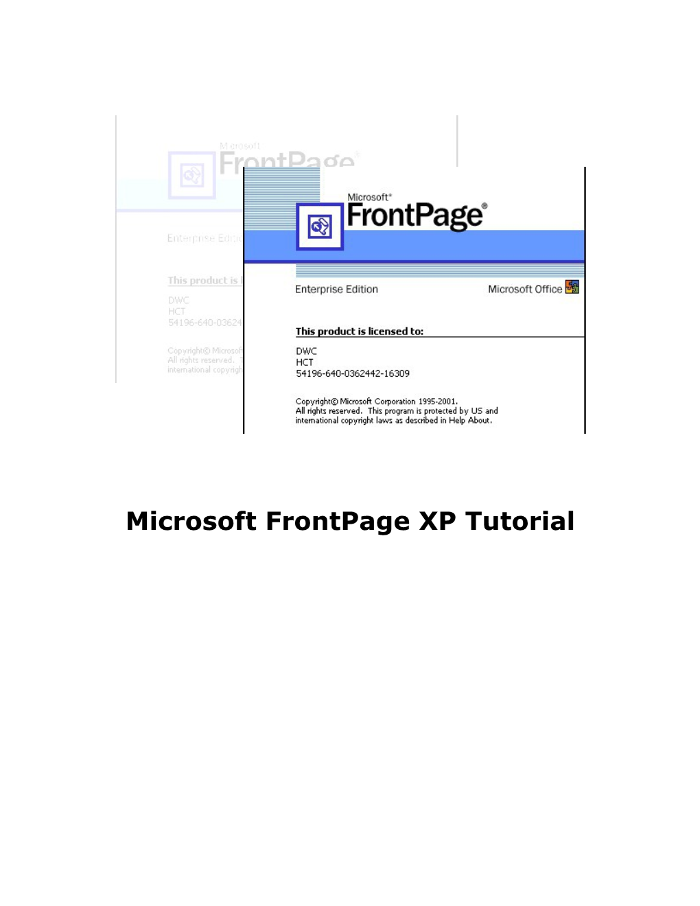 MS Frontpage XP Tutorial Manual
