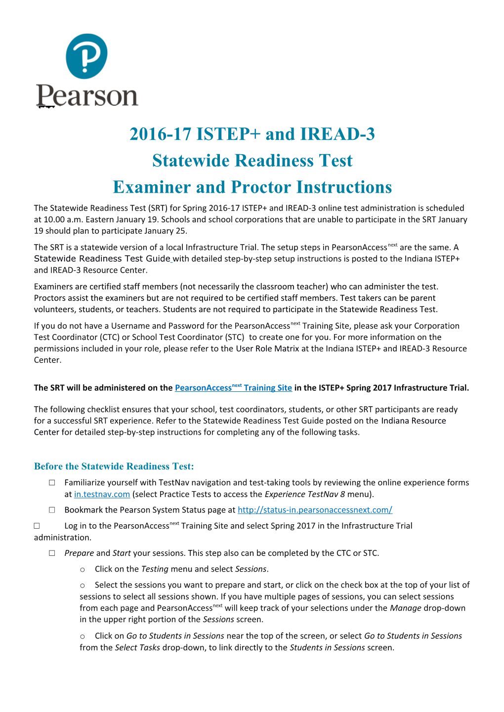 Examiner and Proctor Instructions