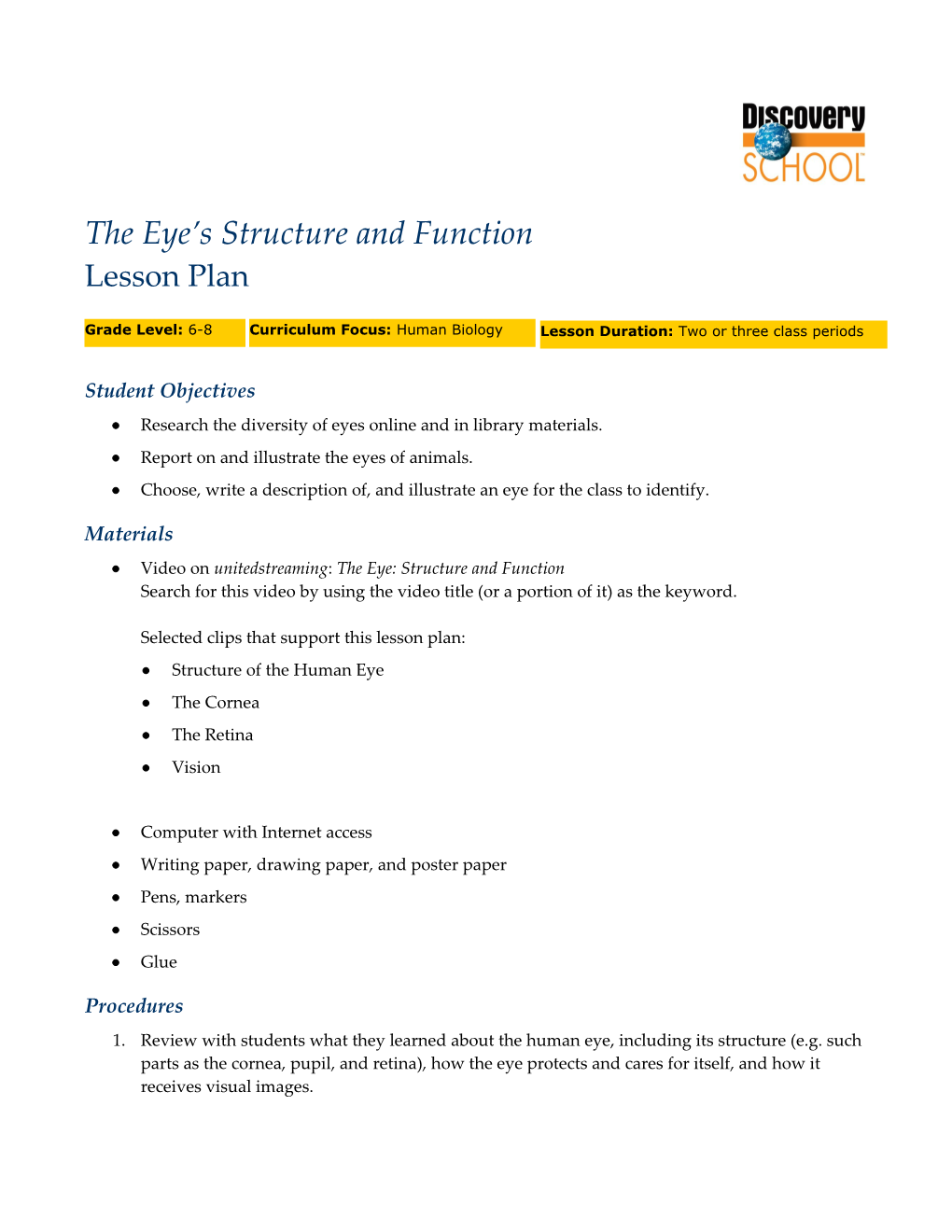 The Eye S Structure and Function