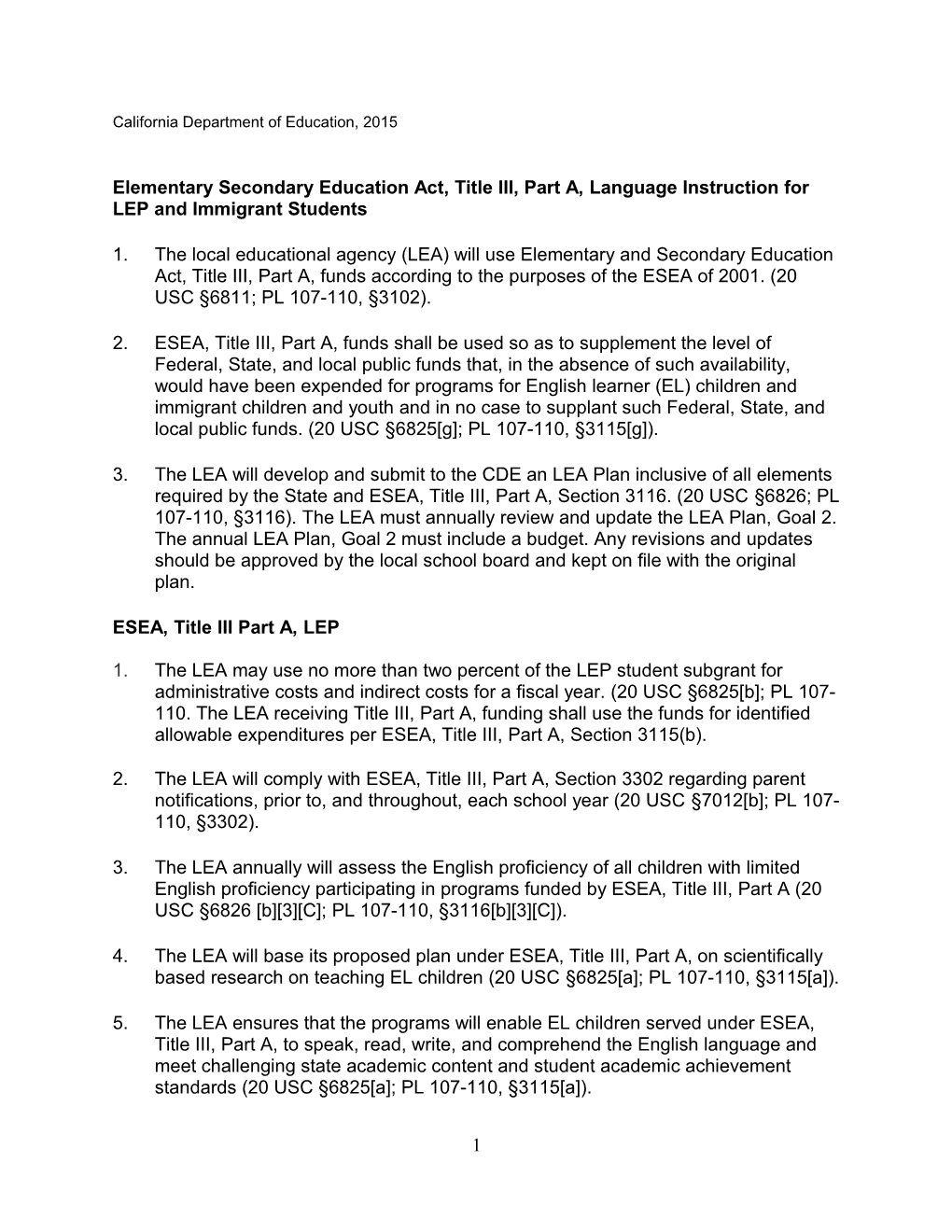 Att-15: Title III Imm Education Subgrant Program (CA Dept of Education)