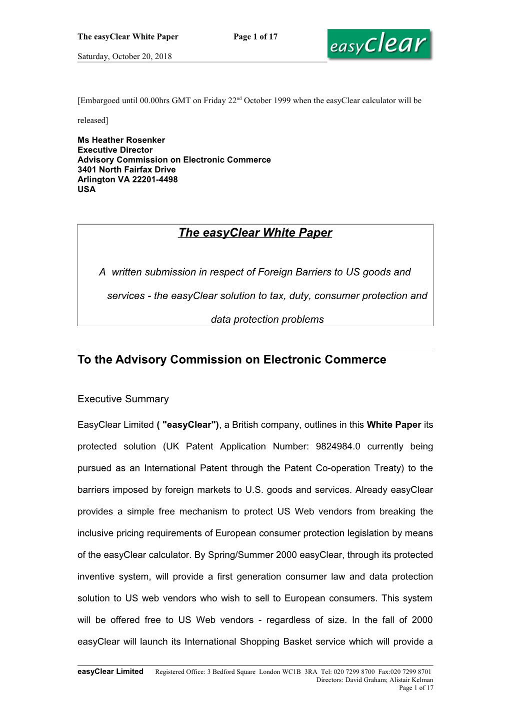 The Easyclear White Paper