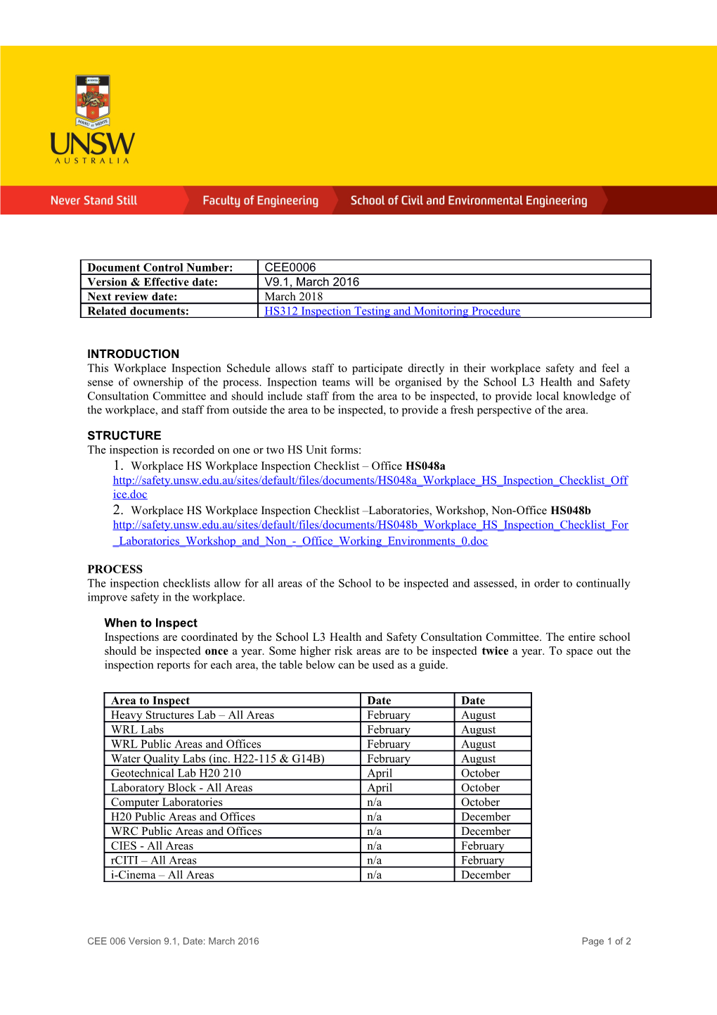 The Inspection Is Recorded on One Or Two HS Unit Forms