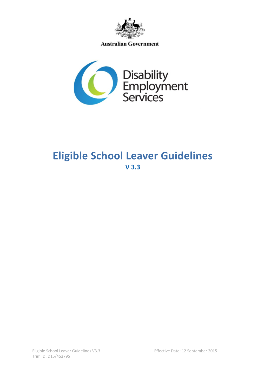 Eligible School Leaver Guidelines DES