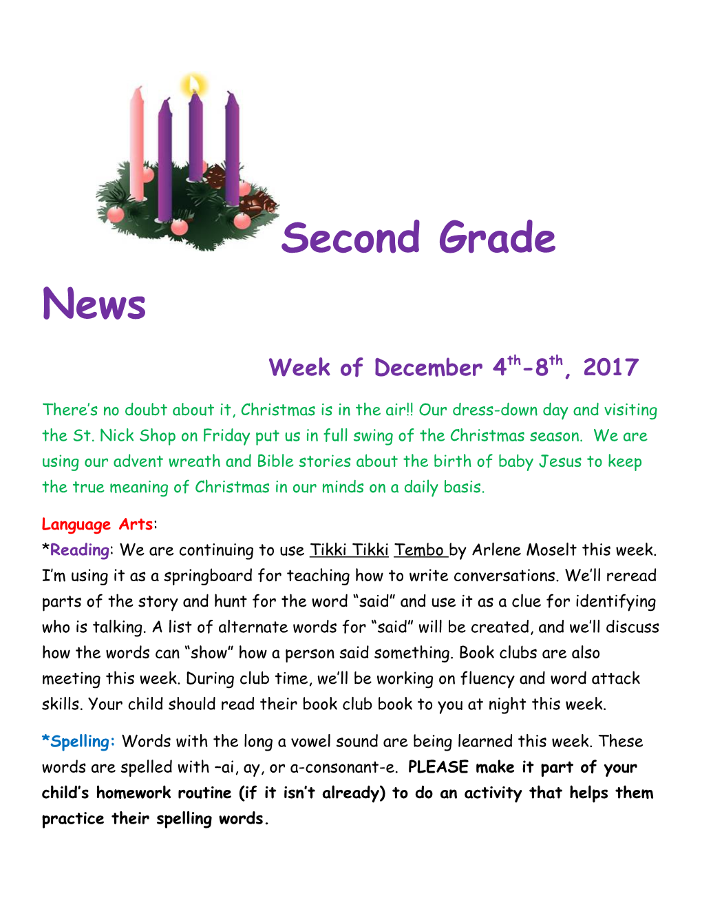 Second Grade News