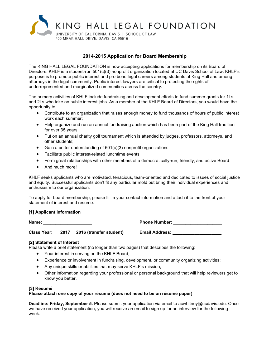 2014-2015 Application for Board Membership