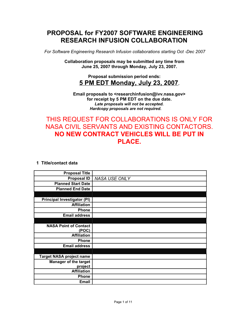 Research Infusion Collaboration Proposal