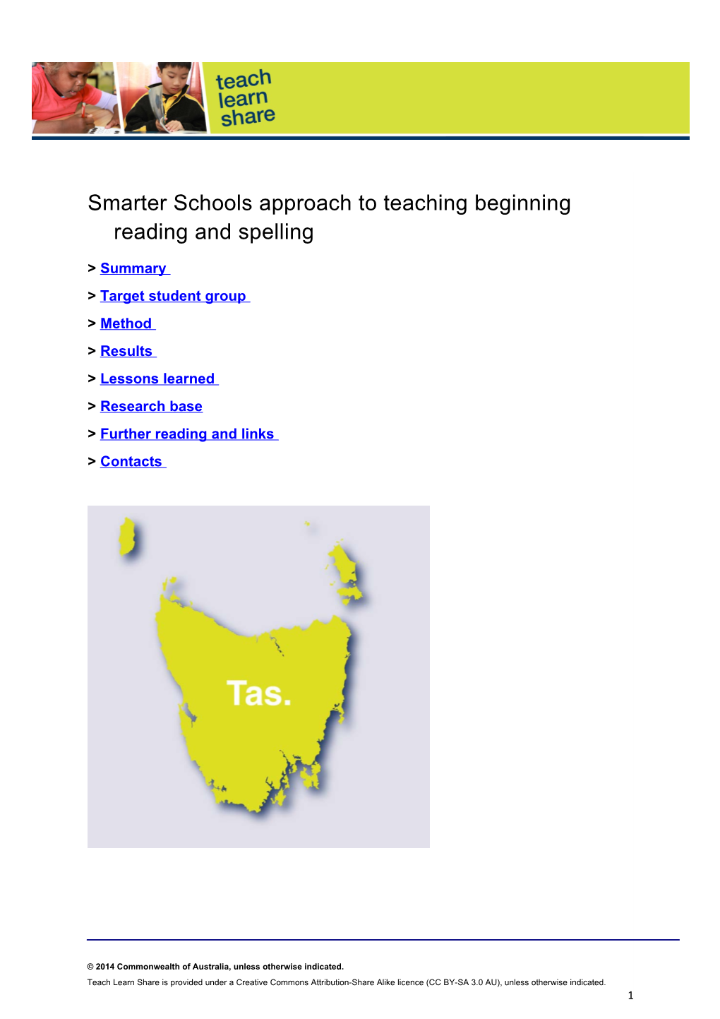Smarter Schools Approach to Teaching Beginning Reading and Spelling