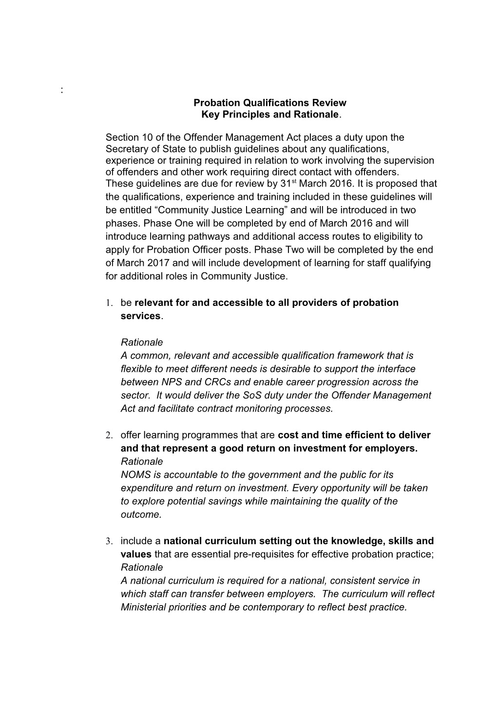 Key Principles of the New Probation Qualification Framework (NPQF)