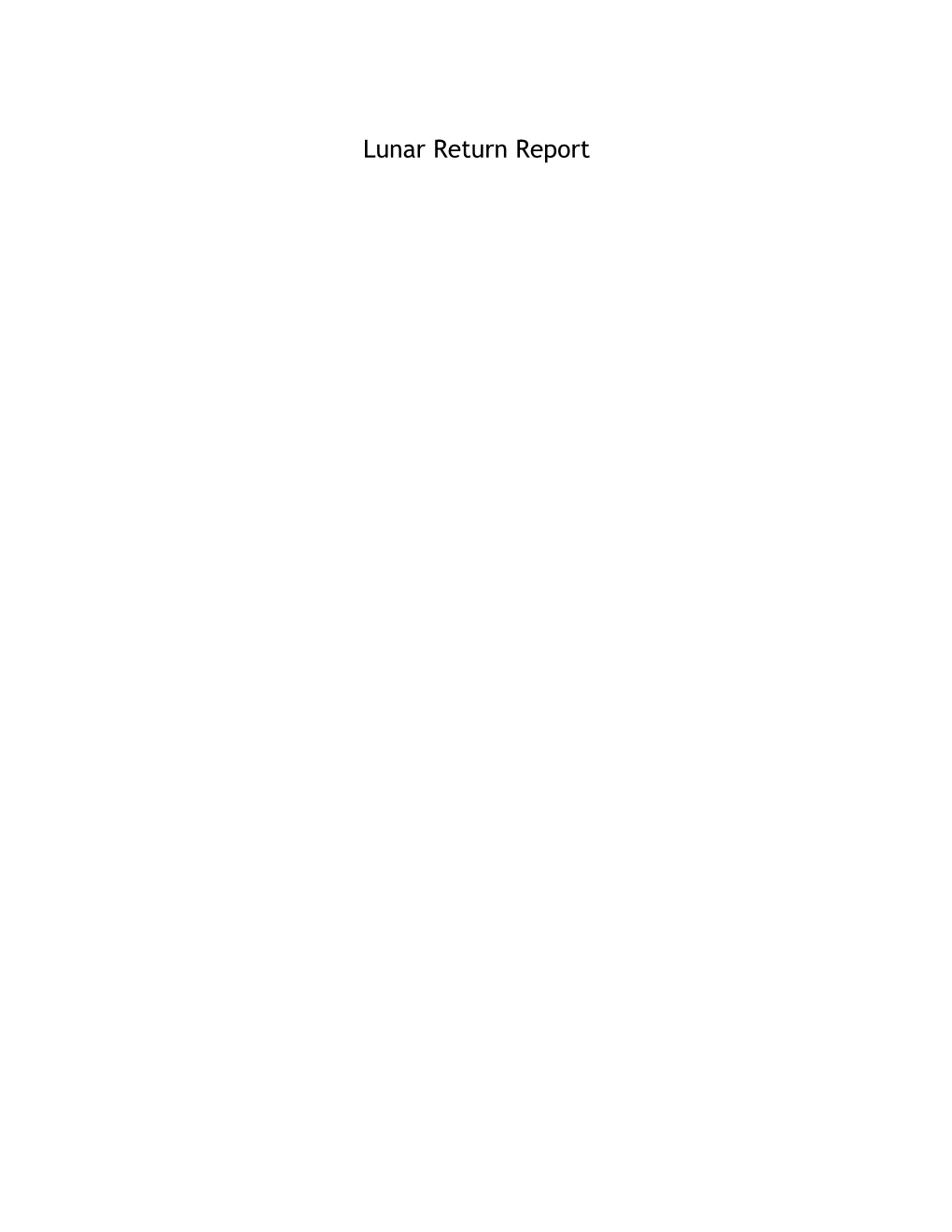 Lunar Return Report