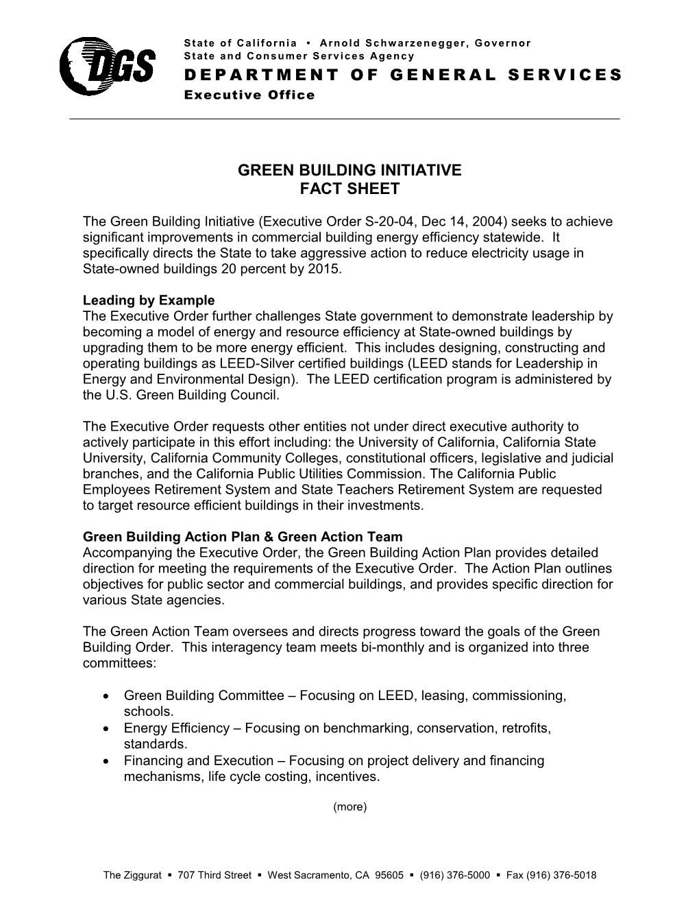 Greenbuilding Initiative Fact Sheet