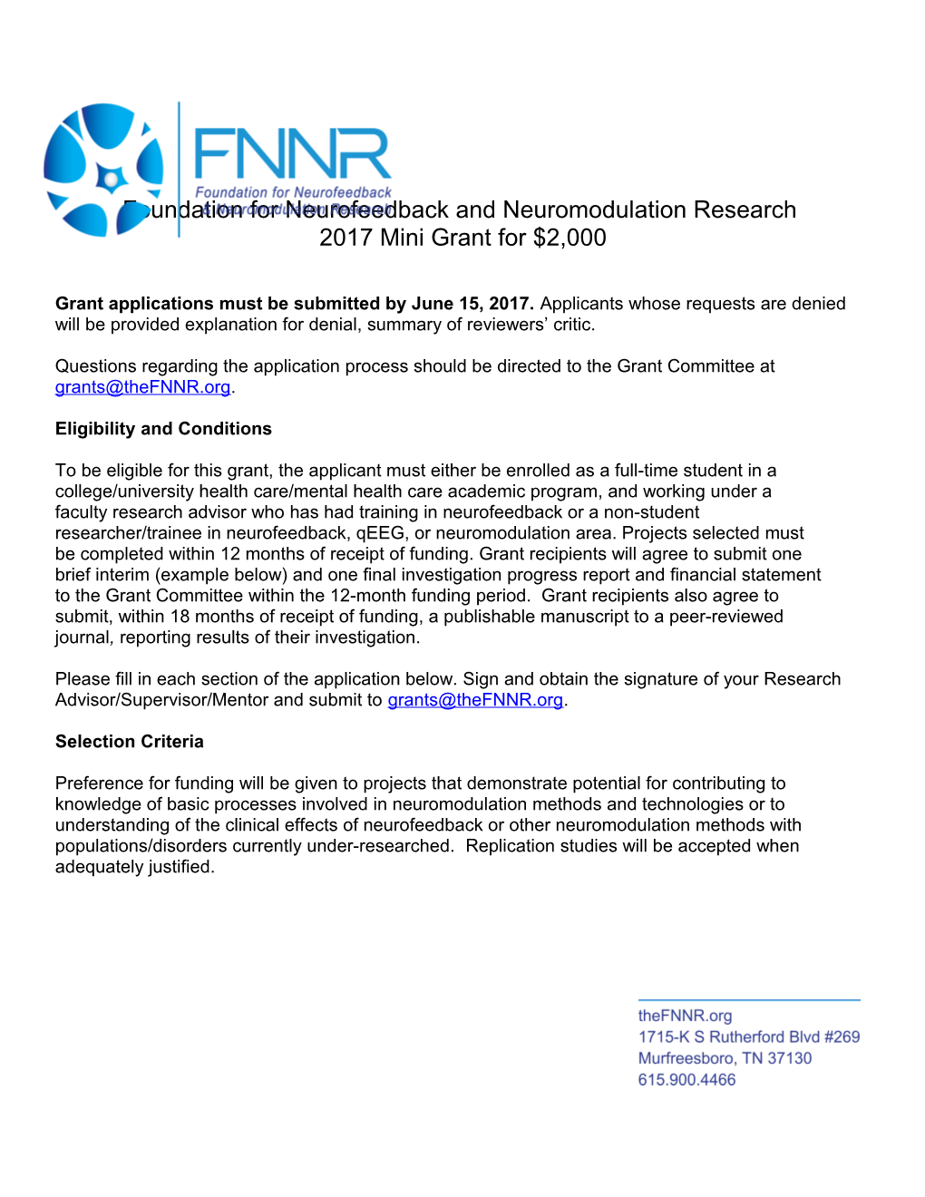 Foundation for Neurofeedback and Neuromodulation Research