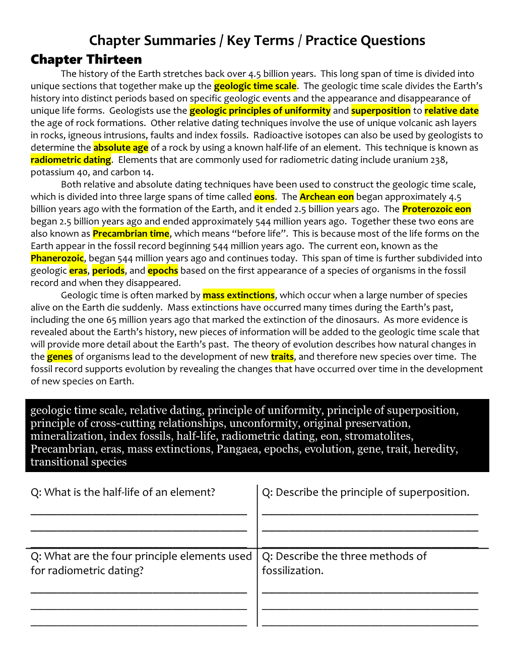 Chapter Summaries / Key Terms / Practice Questions