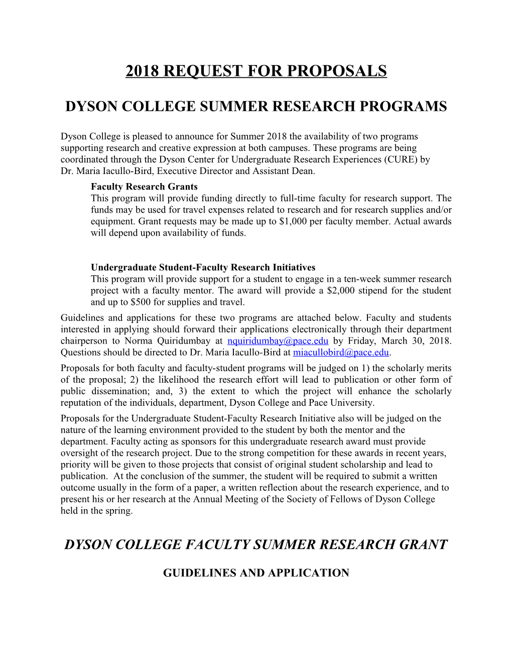 Dyson College Summer Research Programs