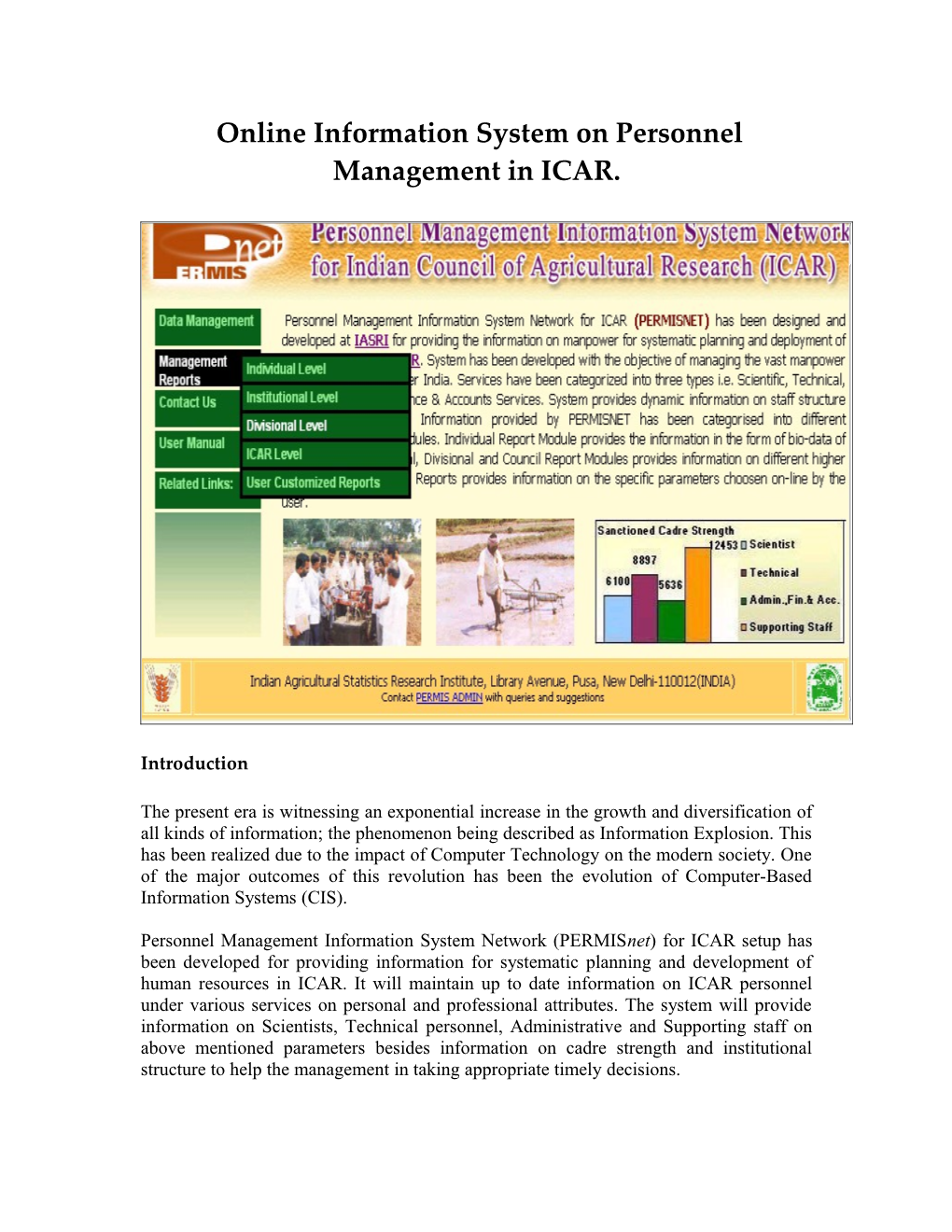 Online Information System on Personnel Managementin ICAR
