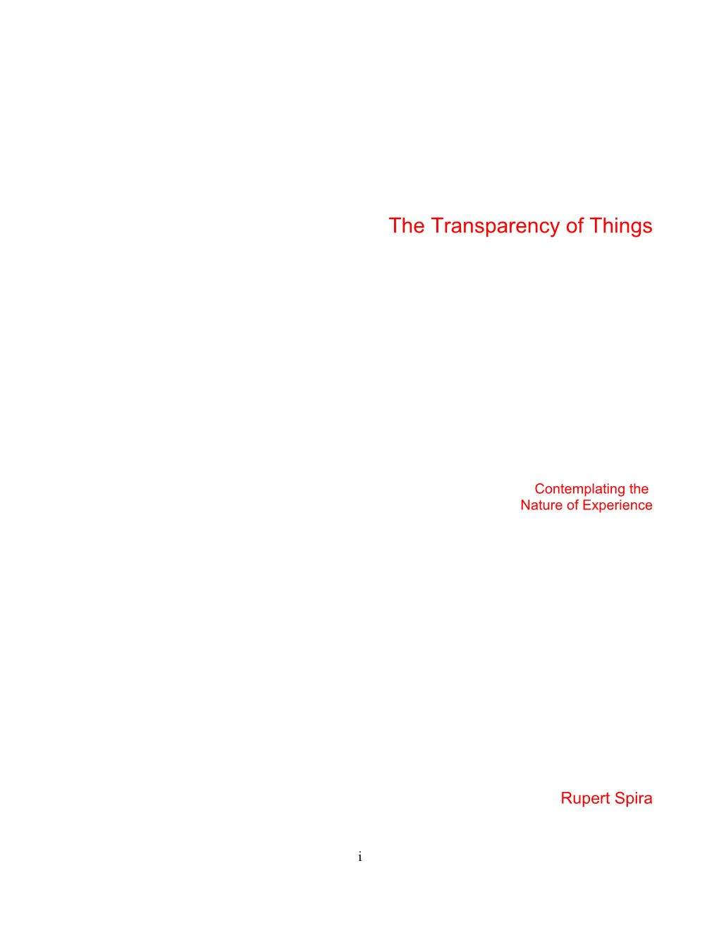 This Free Sample from the Book Transparency of Thngs Can Be Obtained in It S